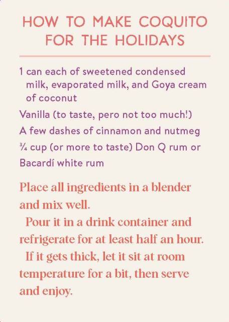 How to Make Coquito for the Holidays card from “The Little Deck of Abuelita Wisdom”