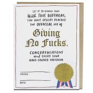 Decree Giving No Fucks Foil Birthday Card